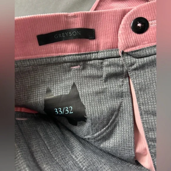 Greyson Golf Pants Appaloosa Corduroy 33 x 32 Quartz Pink